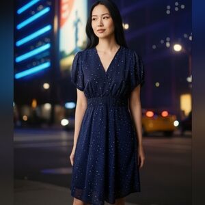 eShakti Celestial Stars Dress Galaxy Size 2 Witchy Whimsigoth Retro Empire Waist